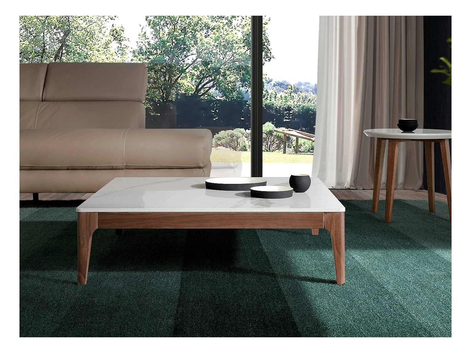 Table basse en verre imitation marbreet 2042 ANGEL CERDA