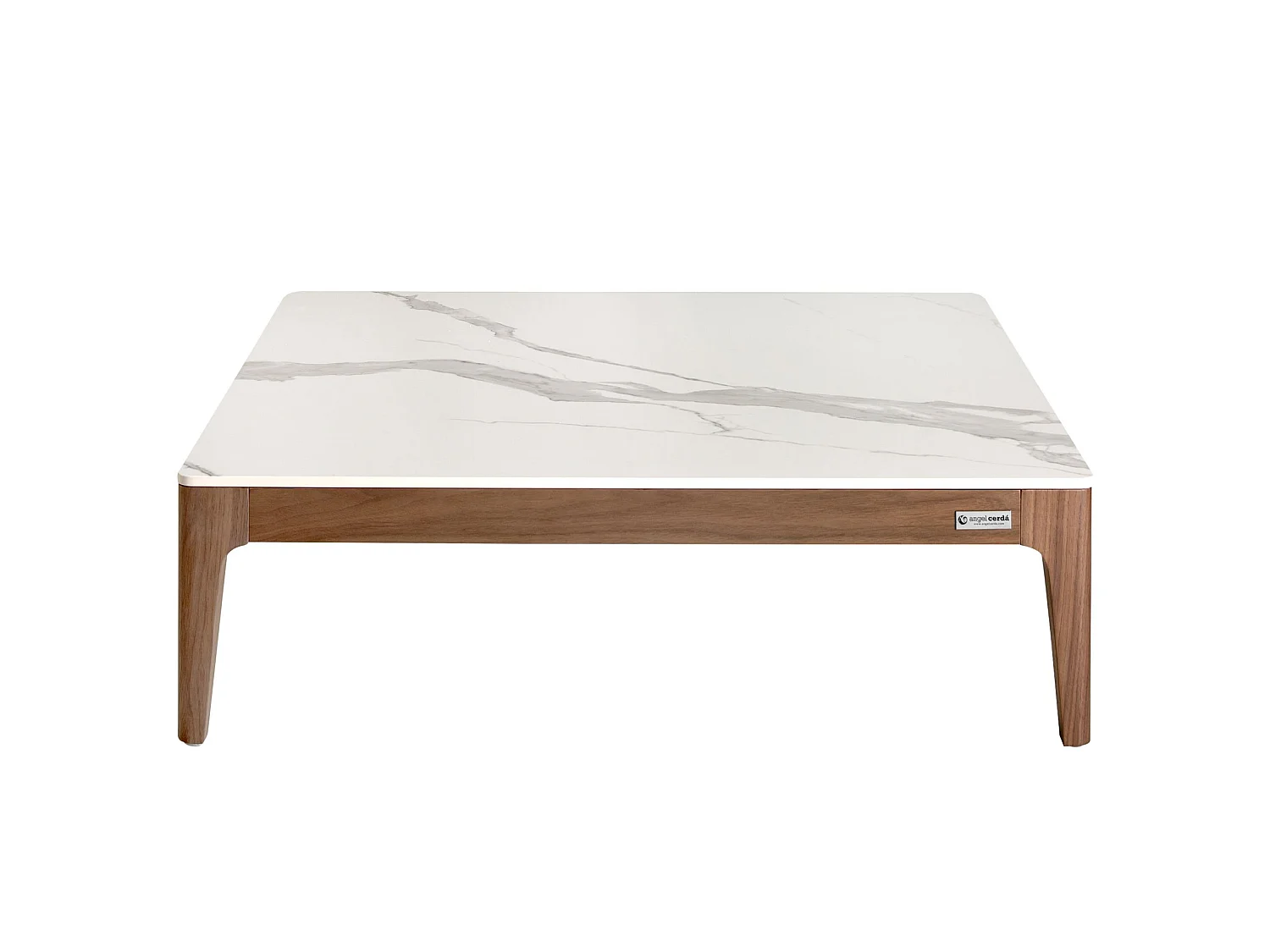 Quadratischer Couchtisch aus Porzellanmarmor und Nussbaumholz 2042 ANGEL CERDA