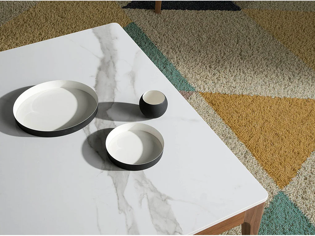 Quadratischer Couchtisch aus Porzellanmarmor und Nussbaumholz 2042 ANGEL CERDA