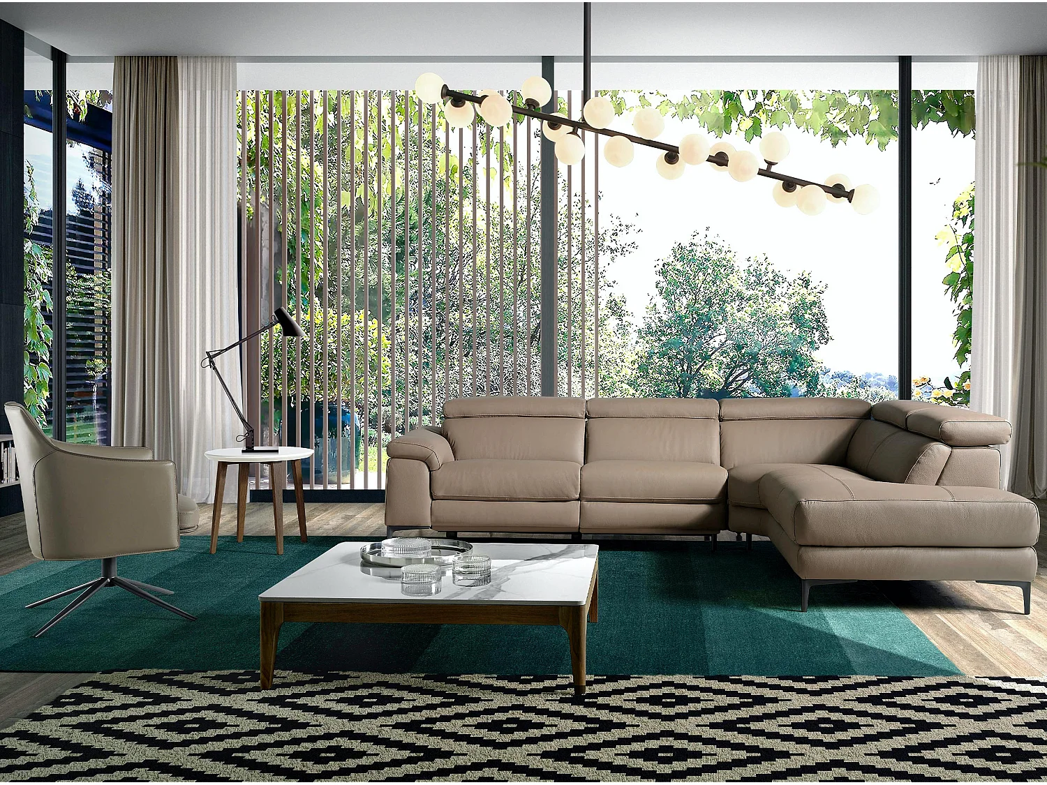 Quadratischer Couchtisch aus Porzellanmarmor und Nussbaumholz 2042 ANGEL CERDA