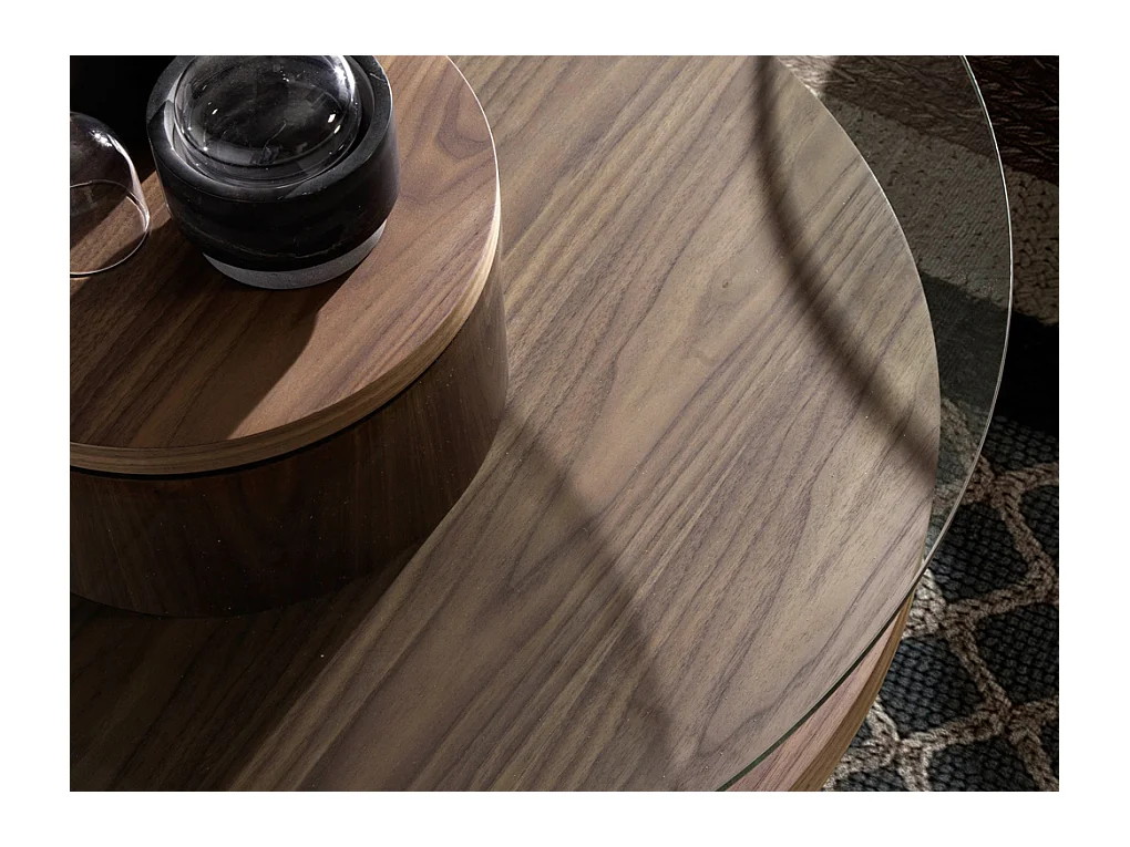 Mesa centro redonda nogal 2052 ANGEL CERDA