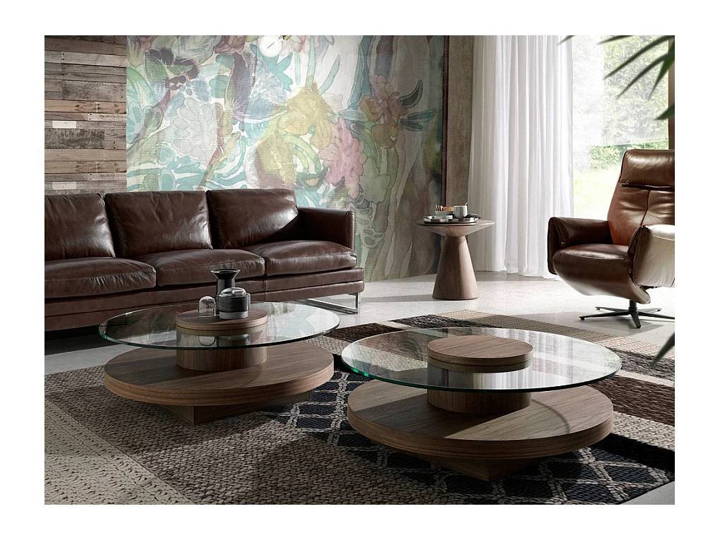 Mesa centro redonda nogal 2052 ANGEL CERDA