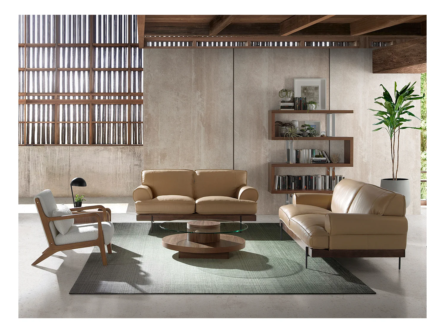 Mesa centro redonda nogal 2052 ANGEL CERDA