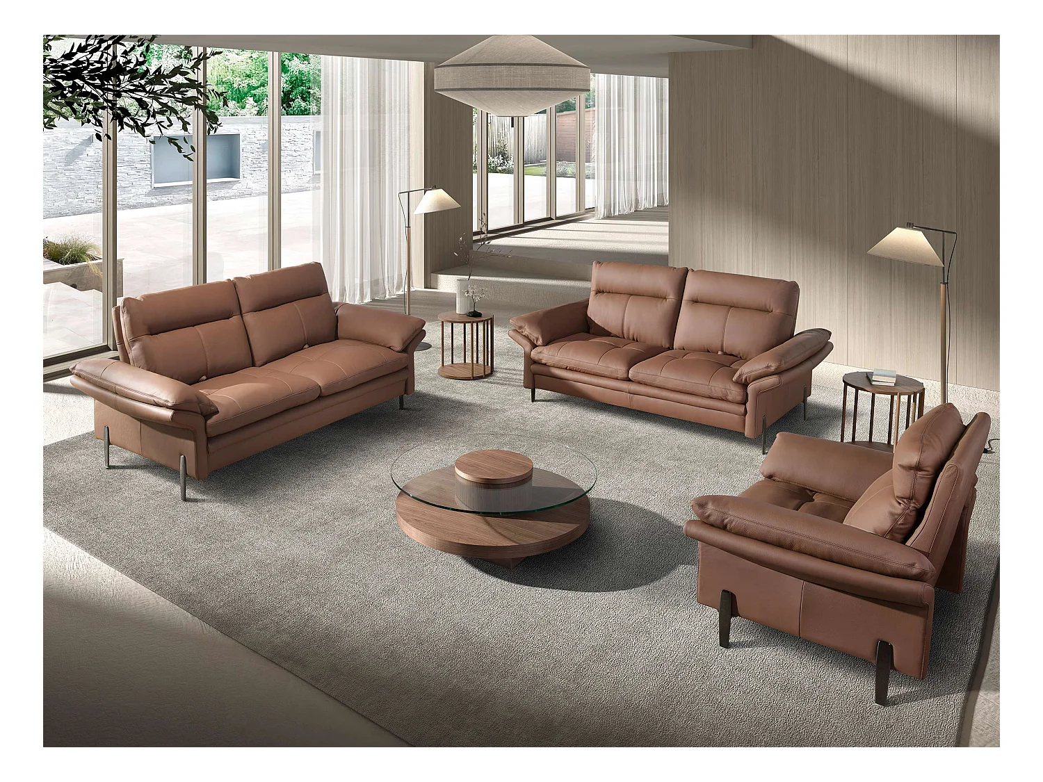 Mesa centro redonda nogal 2052 ANGEL CERDA