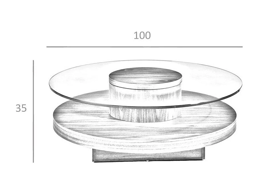Table basse ronde en verre trempé et noyer 2052 ANGEL CERDA