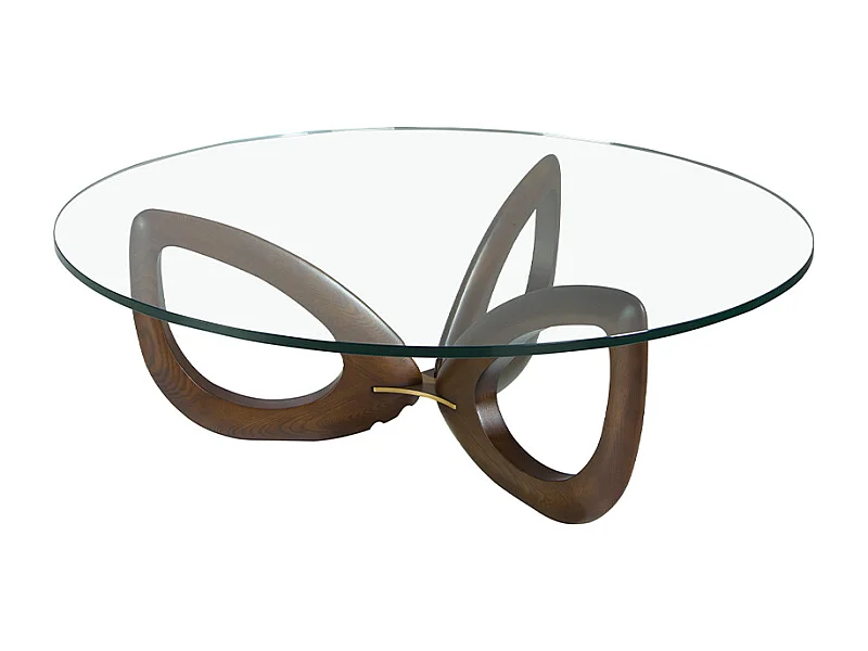 Table basse en bois de noyer et verre 2053 ANGEL CERDA