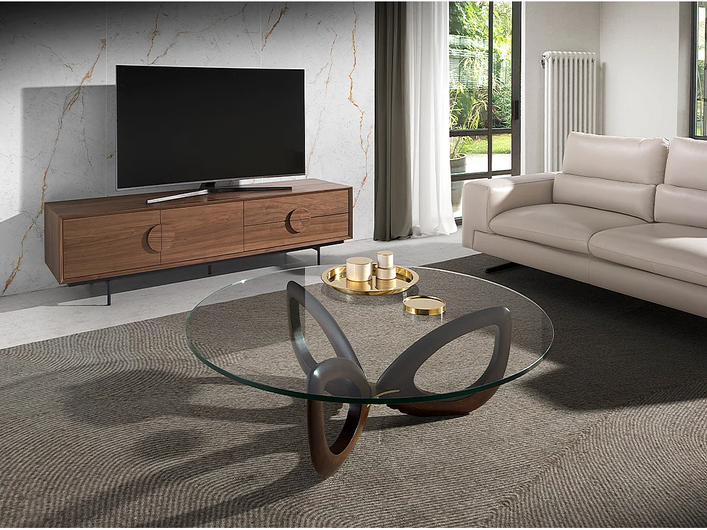 Ronde glazen salontafel 2053 ANGEL CERDA