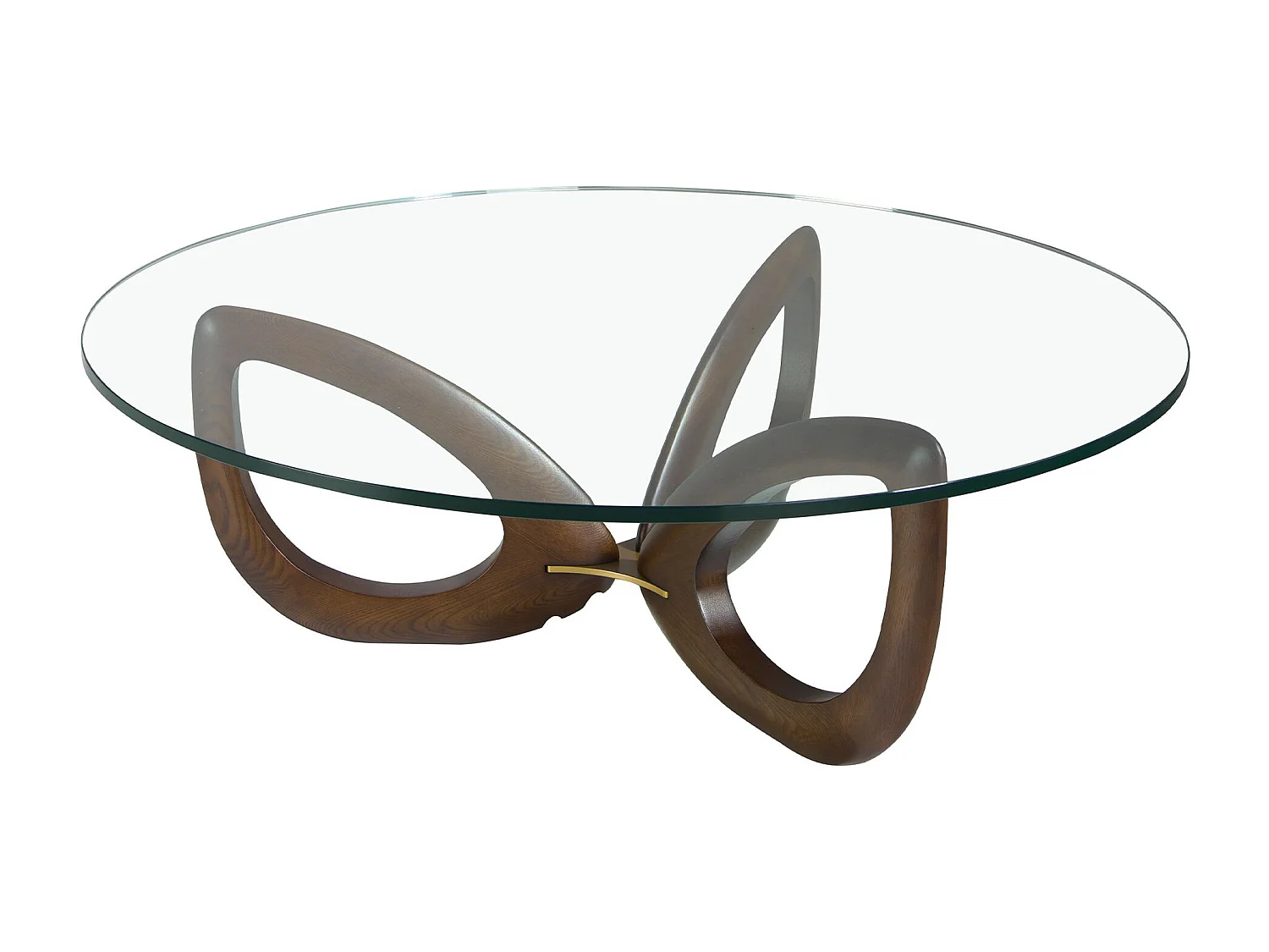 Table basse ronde en verre trempé et noyer 2053 ANGEL CERDA