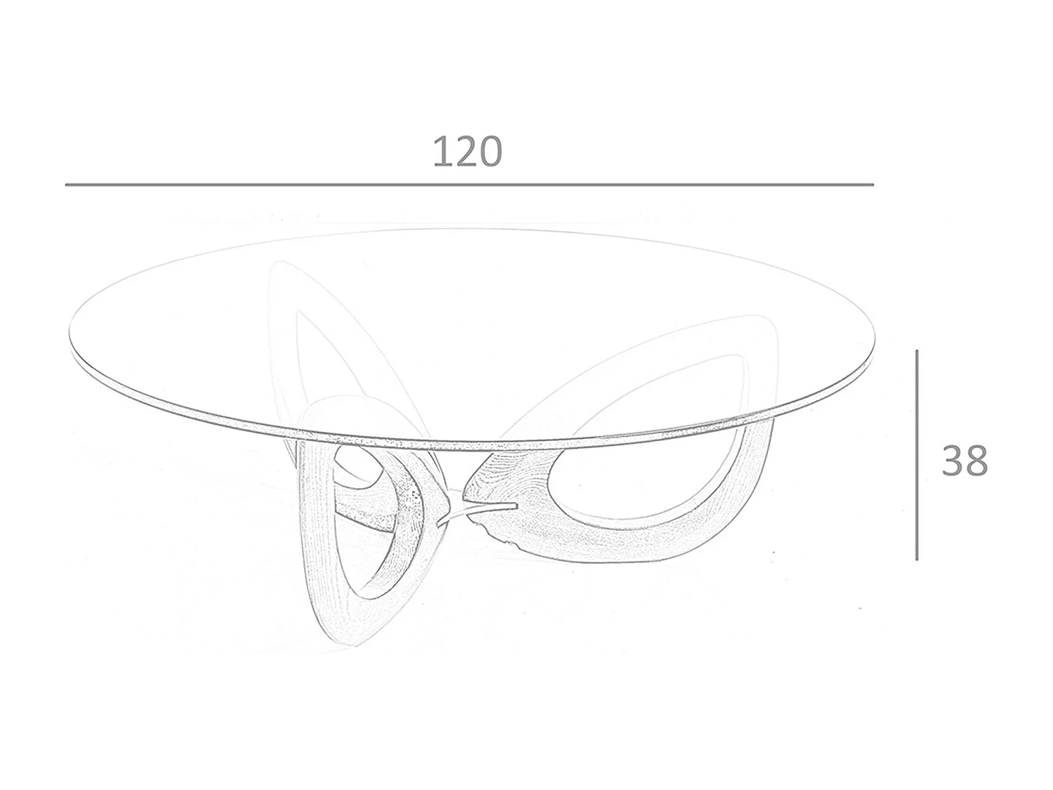 Table basse ronde en verre trempé et noyer 2053 ANGEL CERDA