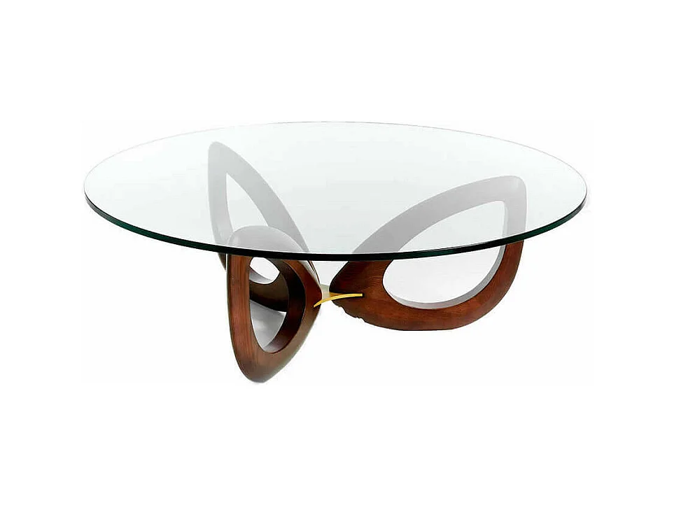 Table basse en bois de noyer et verre 2053 ANGEL CERDA