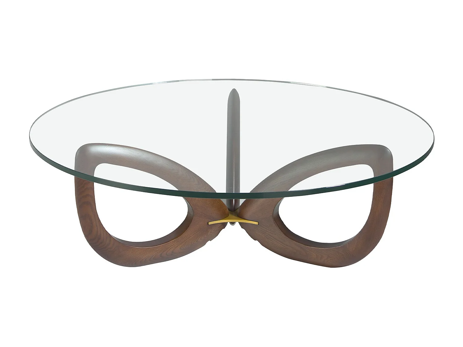 Table basse ronde en verre trempé et noyer 2053 ANGEL CERDA