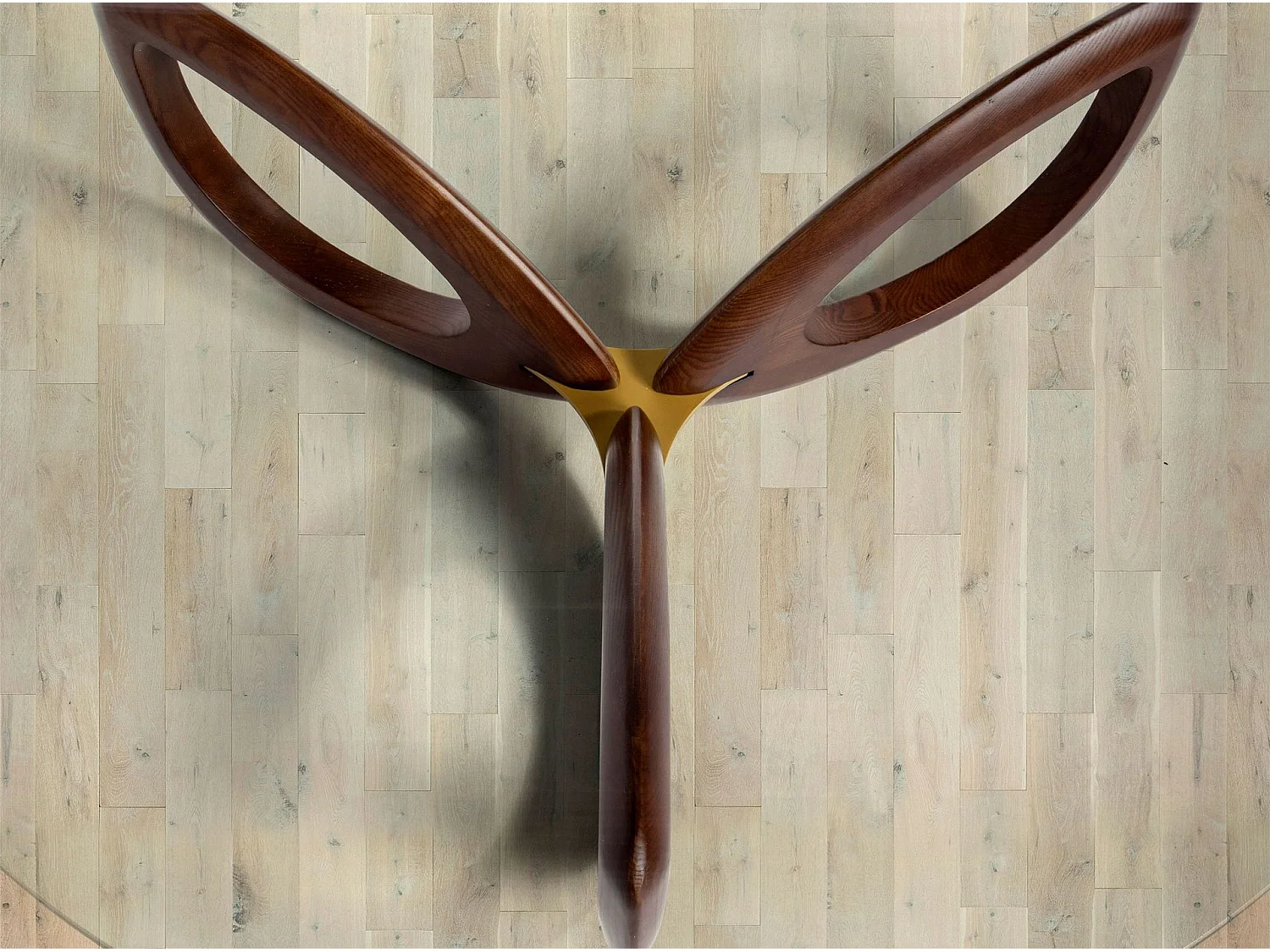 Table basse ronde en verre trempé et noyer 2053 ANGEL CERDA