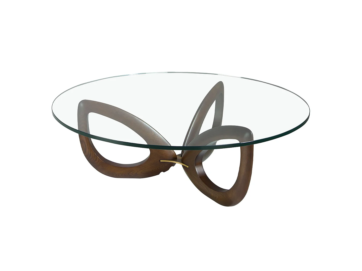 Table basse ronde en verre trempé et noyer 2053 ANGEL CERDA