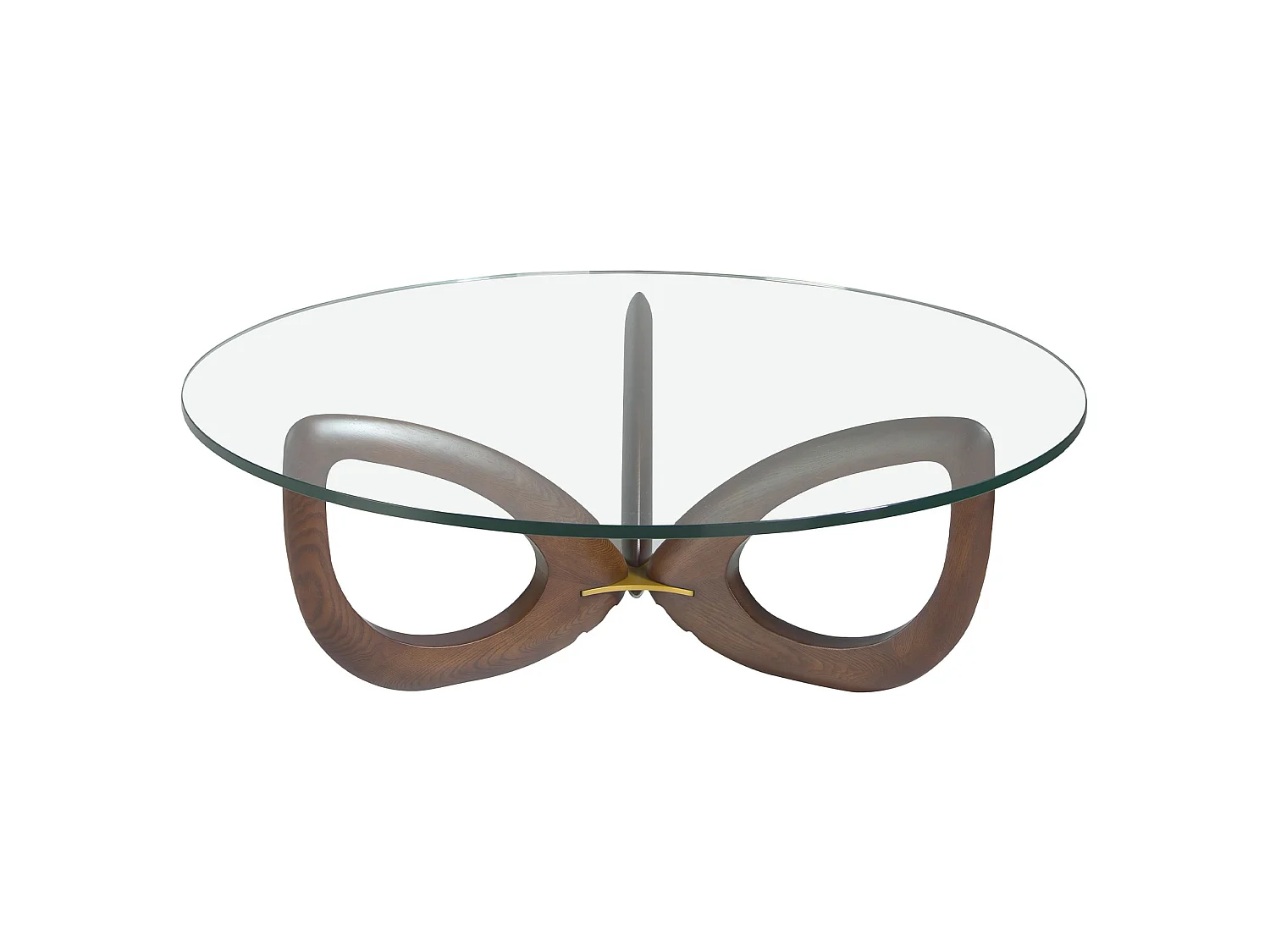 Table basse ronde en verre trempé et noyer 2053 ANGEL CERDA