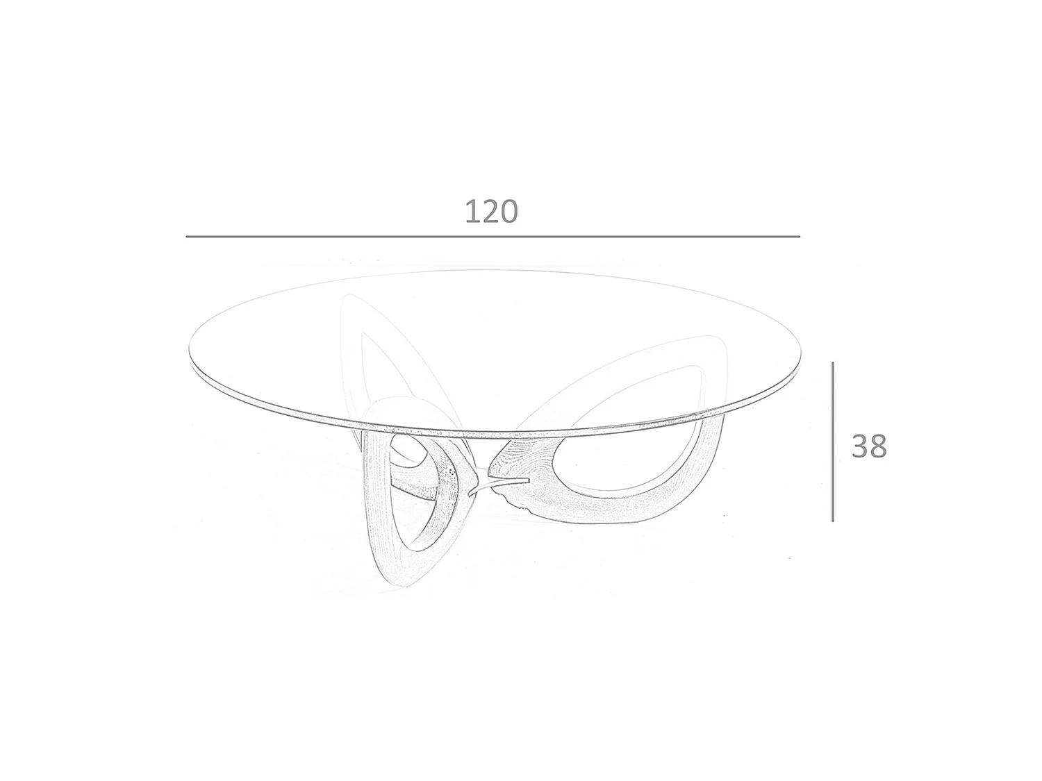 Table basse ronde en verre trempé et noyer 2053 ANGEL CERDA