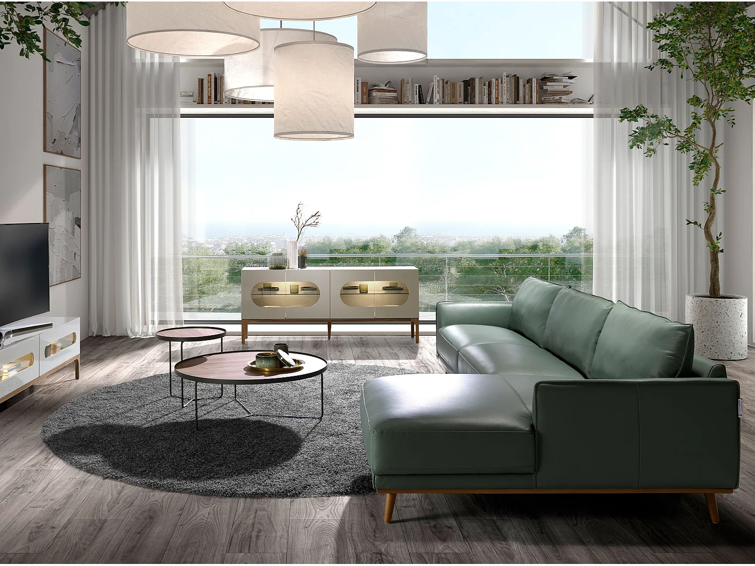 Okrągły stolik kawowy z orzecha włoskiego i czarnej stali