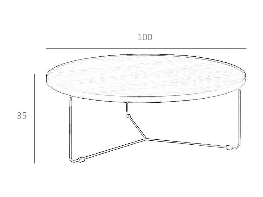 Okrągły stolik kawowy z orzecha włoskiego i czarnej stali