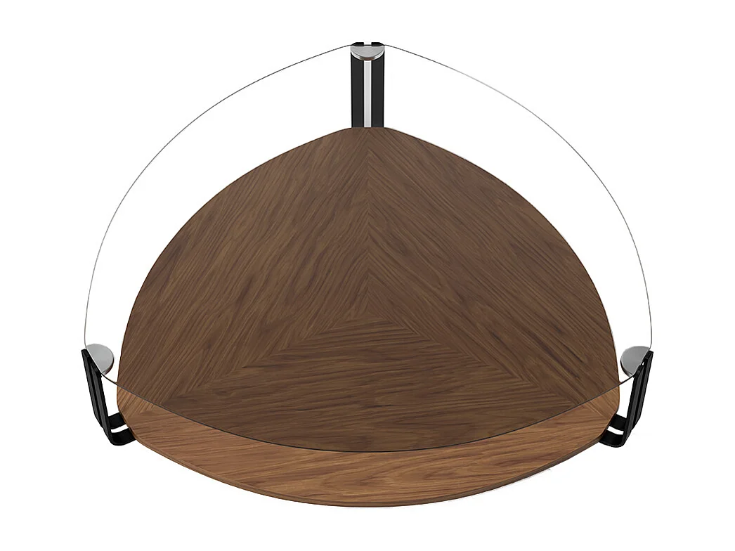 Driehoekige salontafel van gehard glas, zwart staal en walnoot 2055 ANGEL CERDA