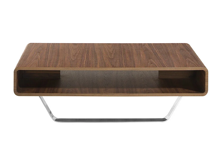 Table basse rectangulaire en noyer et acier chromé 2002 ANGEL CERDA