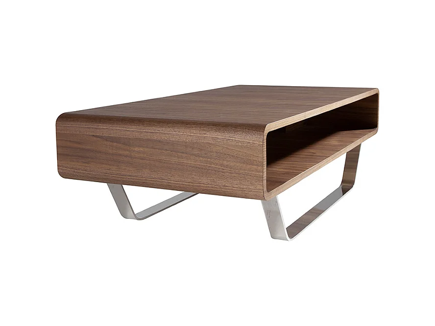 Table basse rectangulaire en noyer et acier chromé 2002 ANGEL CERDA