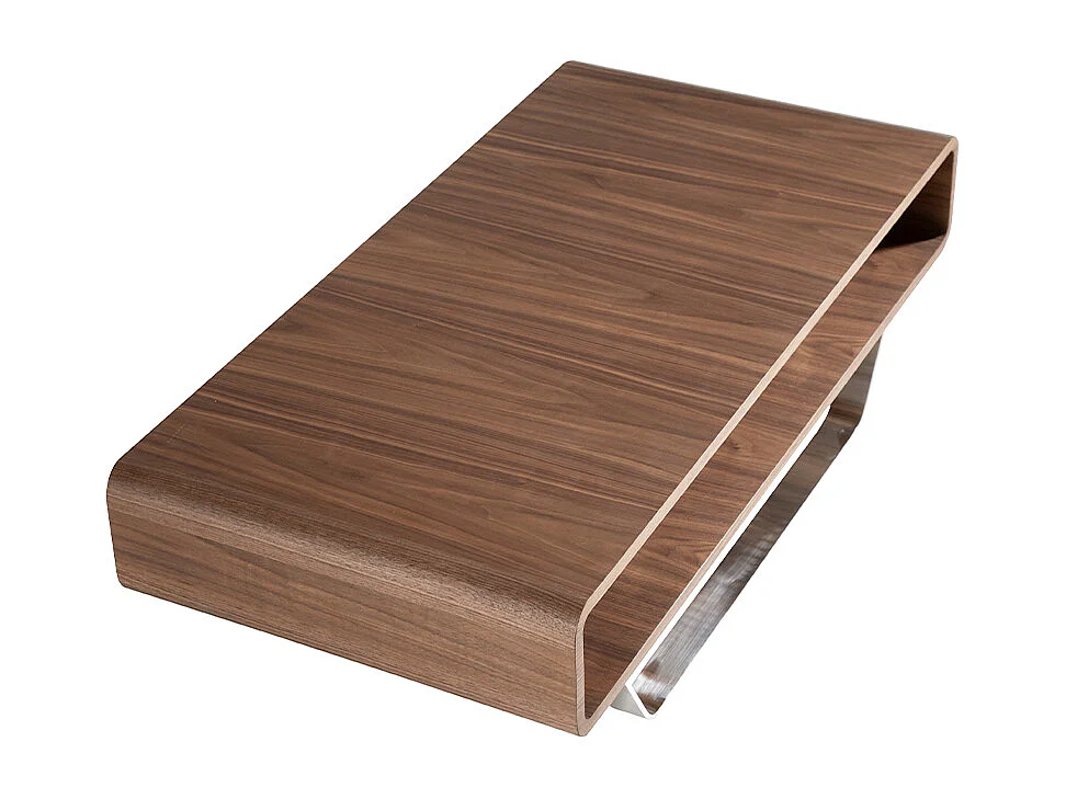 Table basse rectangulaire en noyer et acier chromé 2002 ANGEL CERDA