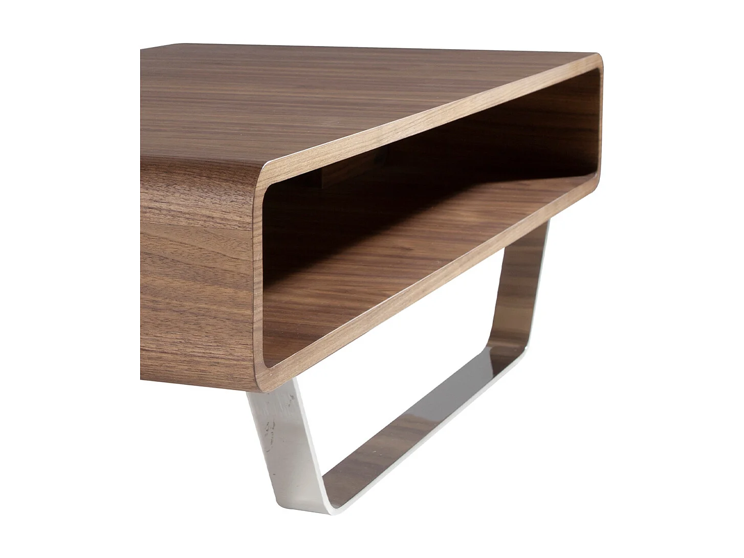 Table basse rectangulaire en noyer et acier chromé 2002 ANGEL CERDA