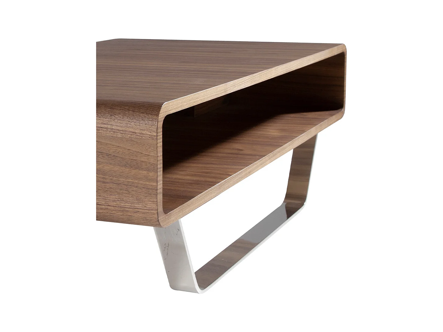 Table basse rectangulaire en noyer et acier chromé 2002 ANGEL CERDA