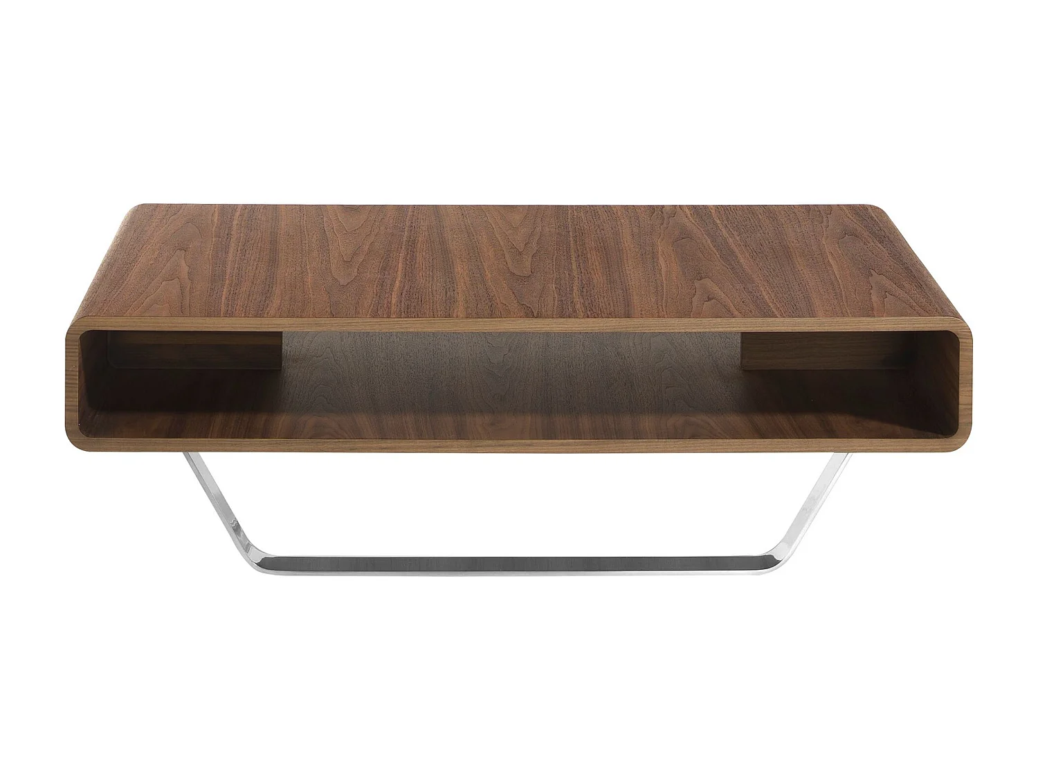 Table basse rectangulaire en noyer et acier chromé 2002 ANGEL CERDA