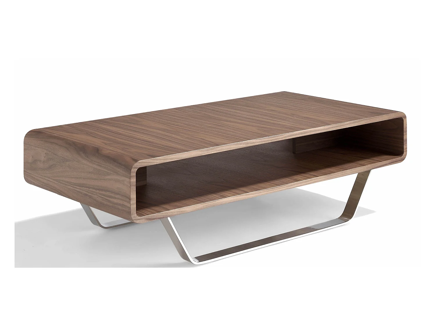Table basse en bois de noyer et acier 2002 ANGEL CERDA