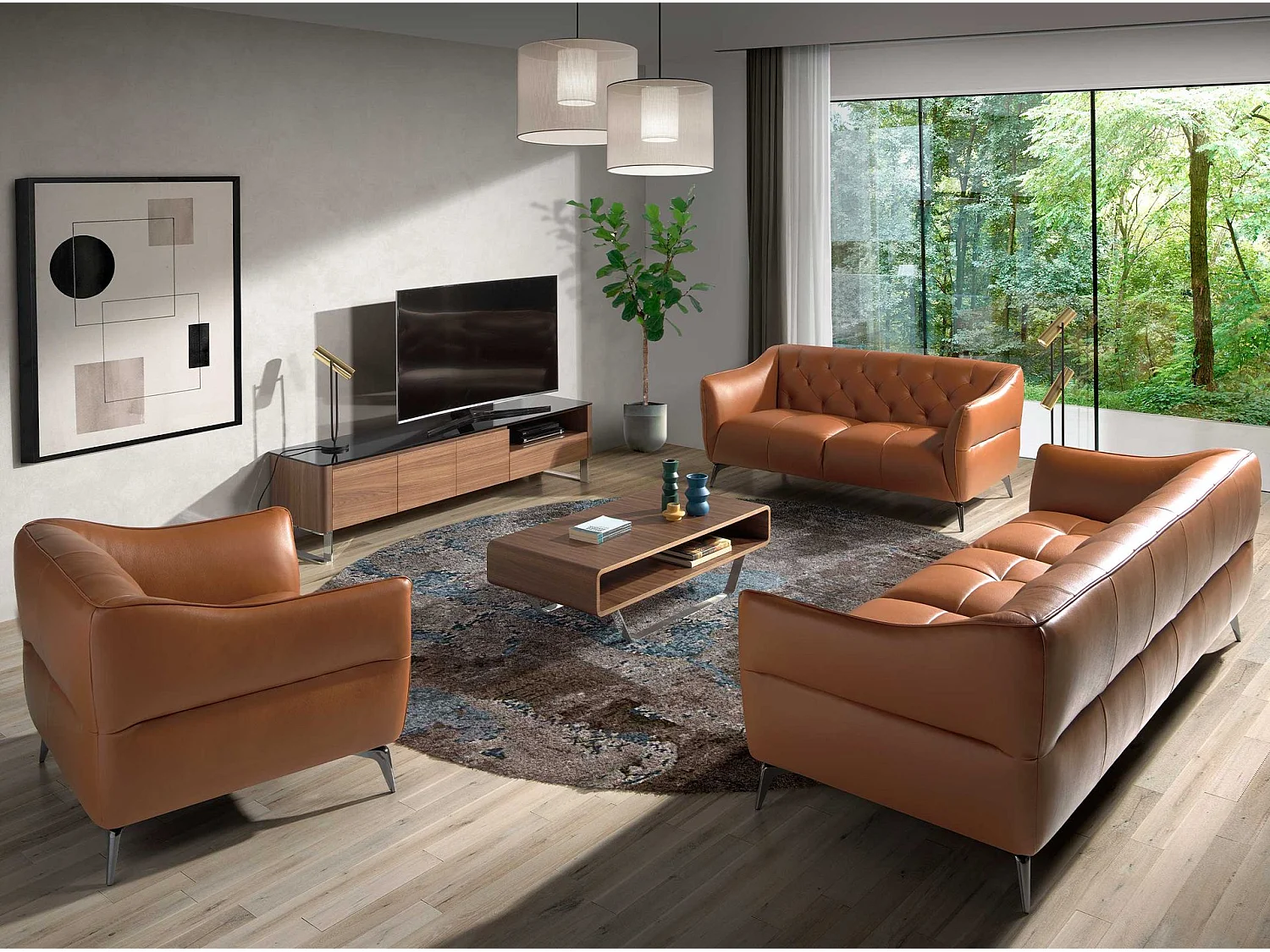 Rechthoekige salontafel walnoot en verchroomd staal 2002 ANGEL CERDA