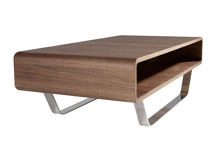 Rechthoekige salontafel walnoot en verchroomd staal 2002 ANGEL CERDA
