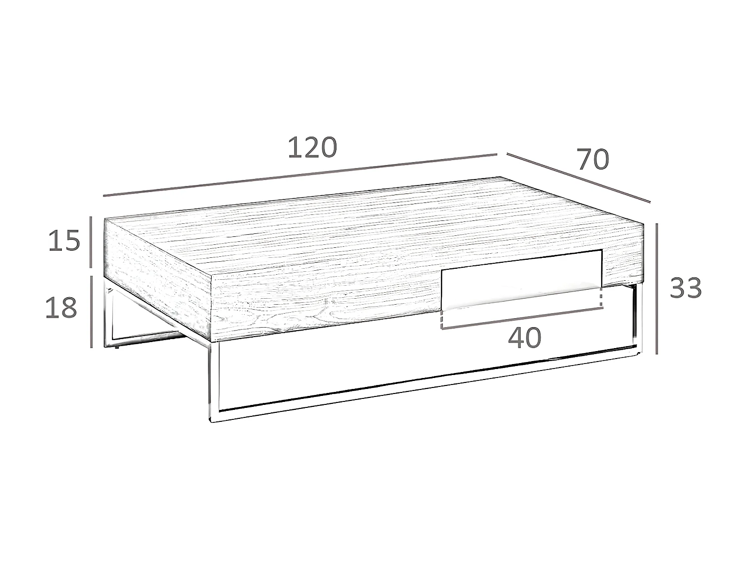 Table basse rectangulaire en noyer et acier chromé 2057 ANGEL CERDA