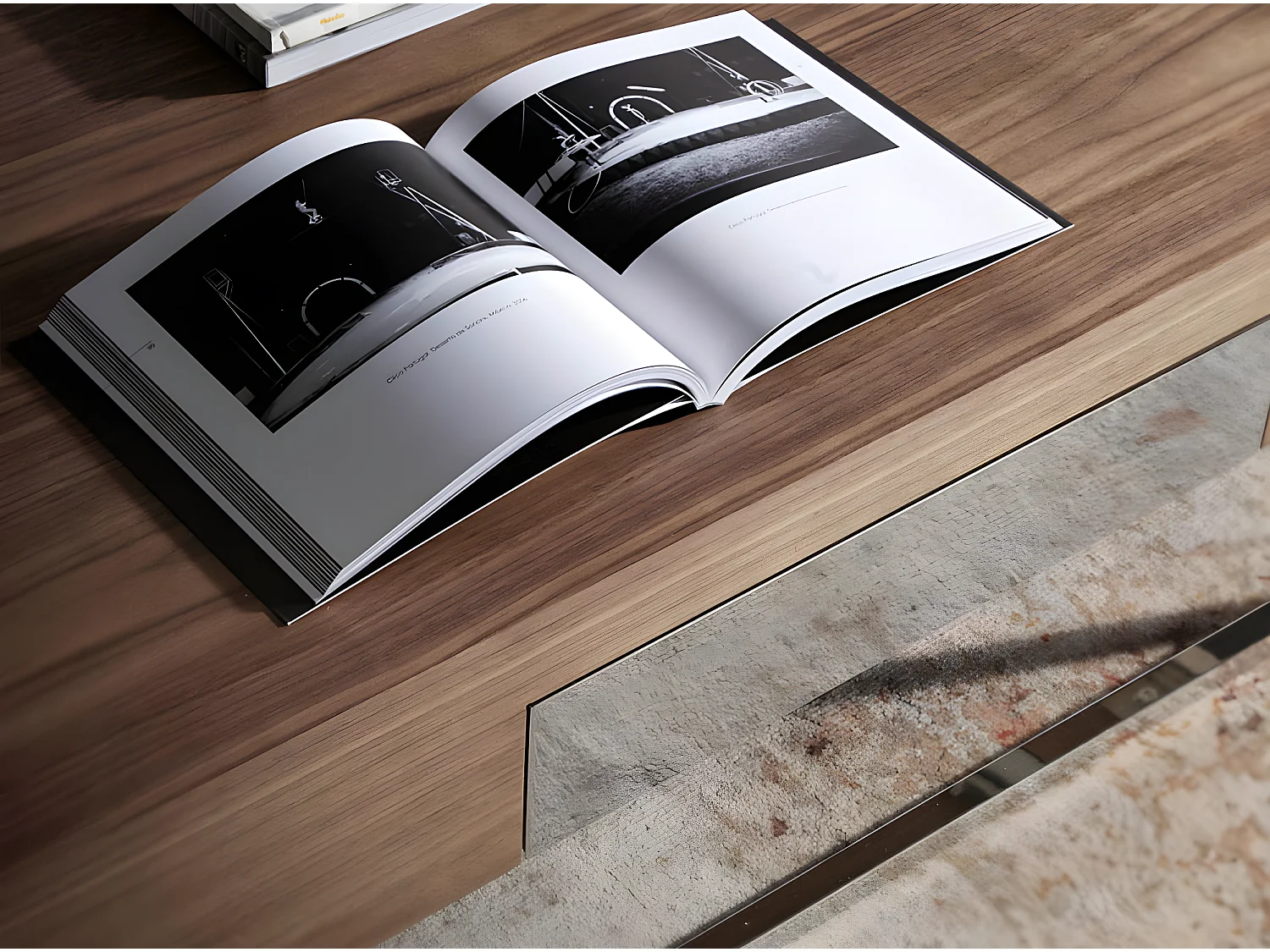 Table basse rectangulaire en noyer et acier chromé 2057 ANGEL CERDA