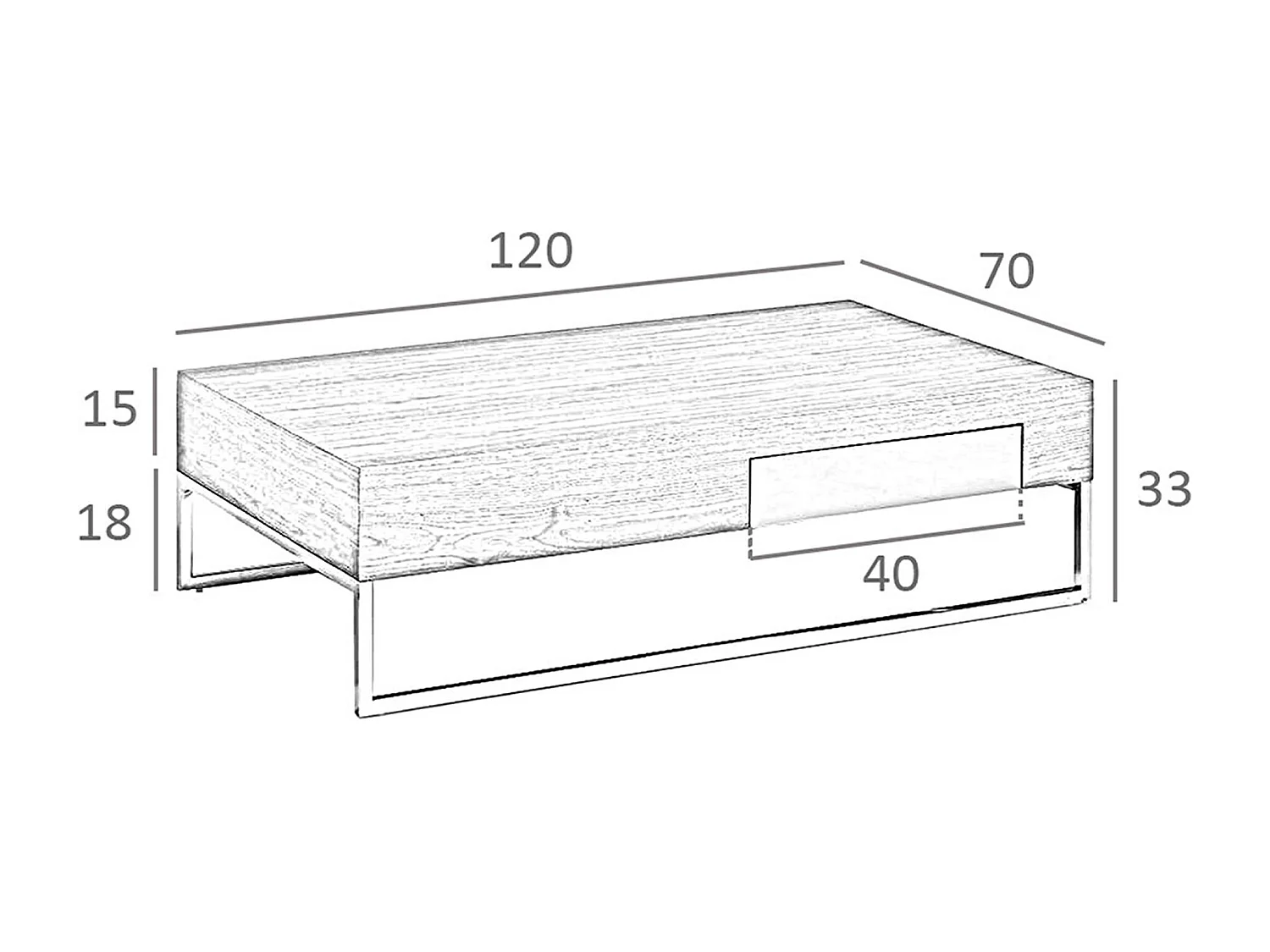 Table basse rectangulaire en noyer et acier chromé 2057 ANGEL CERDA