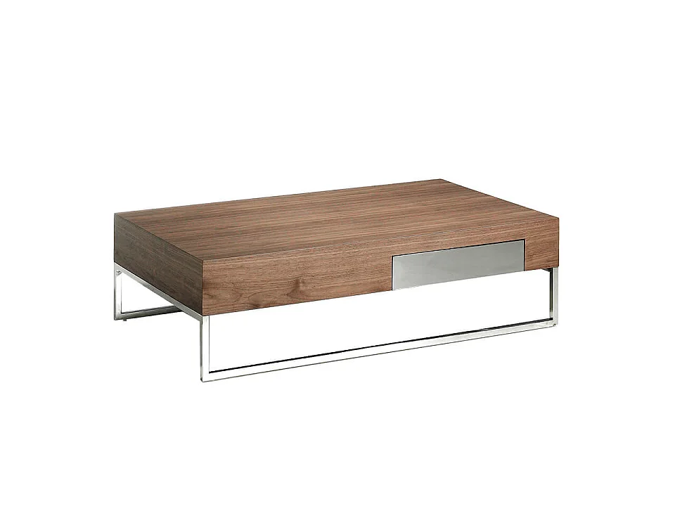 Table basse rectangulaire en noyer et acier chromé 2057 ANGEL CERDA