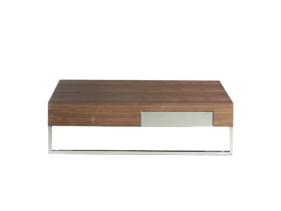 Table basse rectangulaire en noyer et acier chromé 2057 ANGEL CERDA