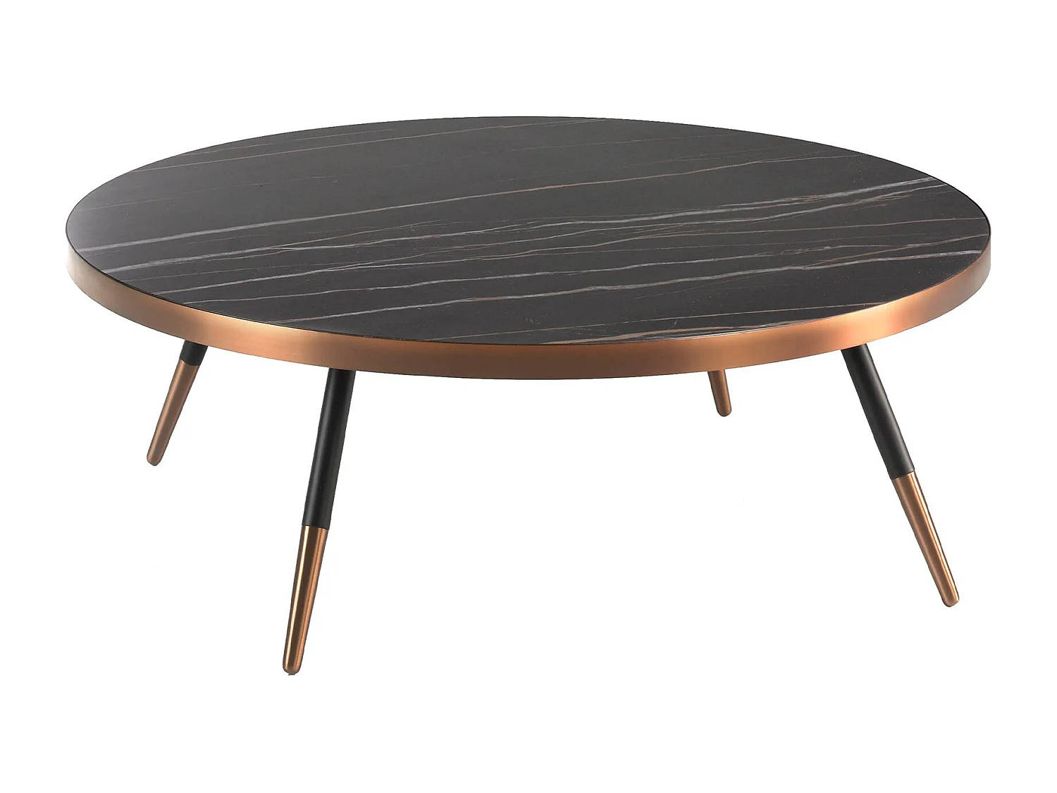 Table basse ronde en marbre de porcelaine et acier noir 2068 ANGEL CERDA