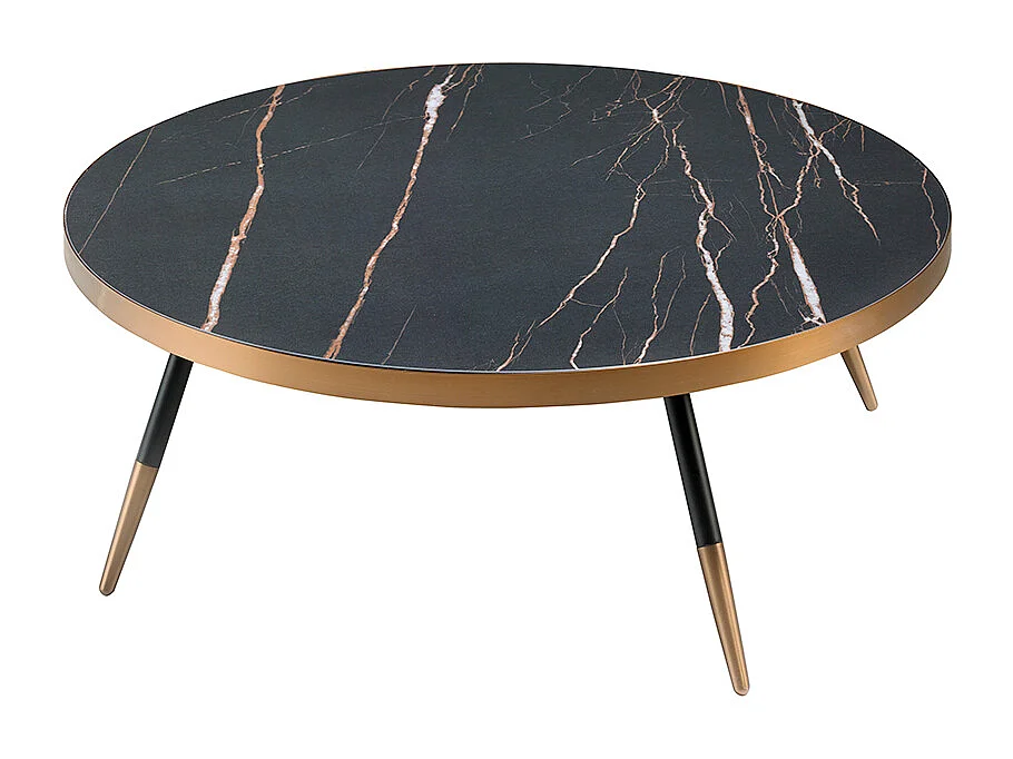 Table basse ronde en marbre de porcelaine et acier noir 2068 ANGEL CERDA