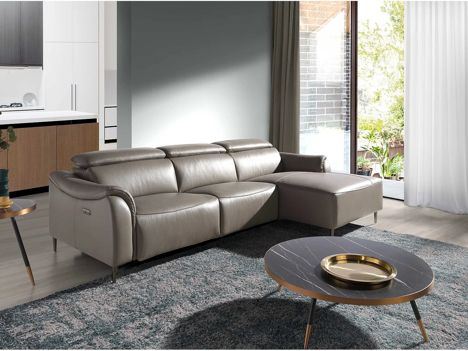 Ronde salontafel porselein marmer en zwart staal 2068 ANGEL CERDA