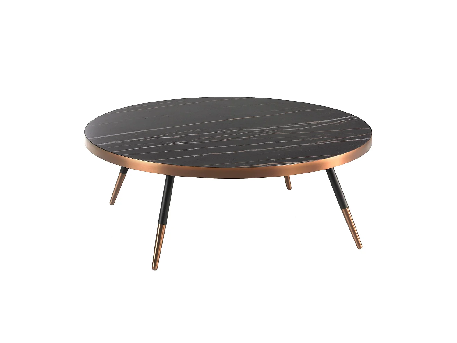 Table basse ronde en marbre de porcelaine et acier noir 2068 ANGEL CERDA