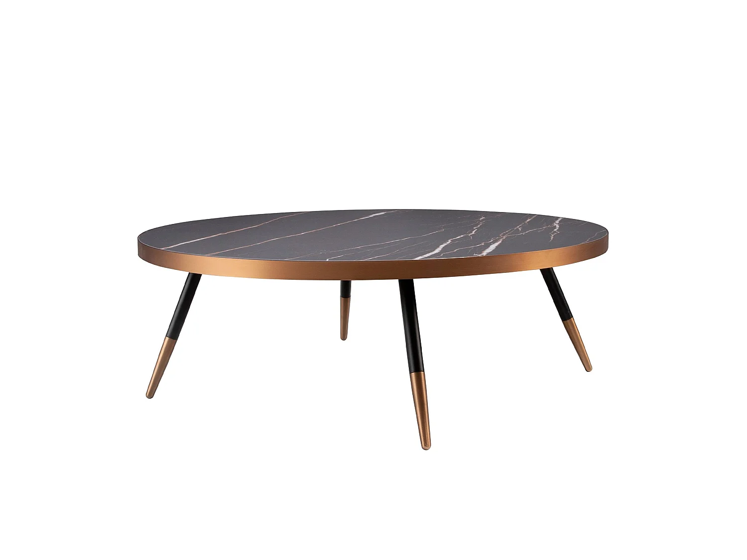 Table basse ronde en marbre de porcelaine et acier noir 2068 ANGEL CERDA