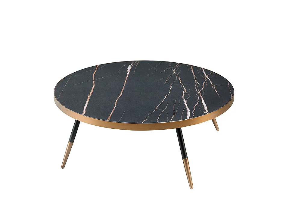 Table basse ronde en marbre de porcelaine et acier noir 2068 ANGEL CERDA