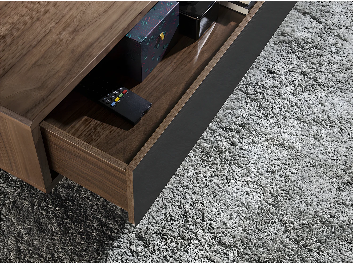 Table basse en bois et verre noir 2112 ANGEL CERDA