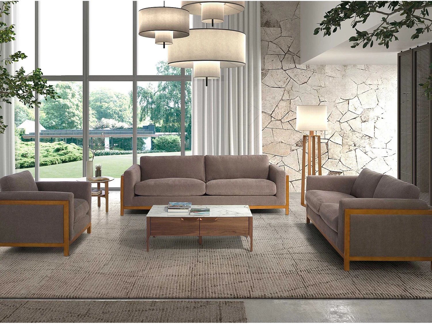 Couchtisch aus Nussbaum und Glas2046 ANGEL CERDA