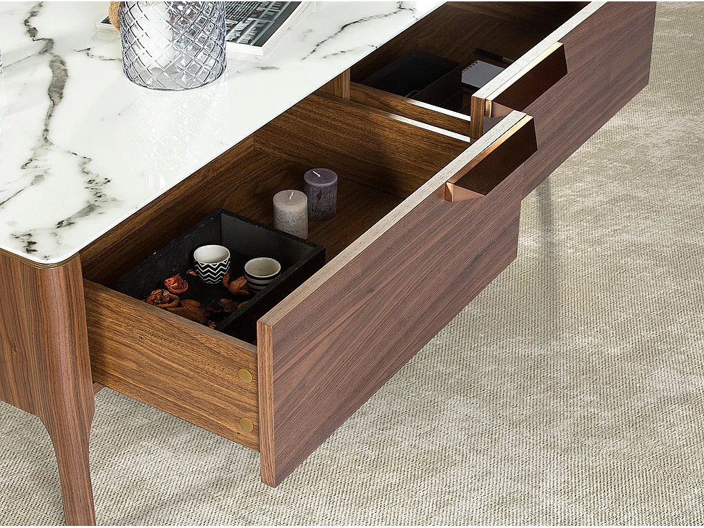 Couchtisch aus Nussbaum und Glas2046 ANGEL CERDA