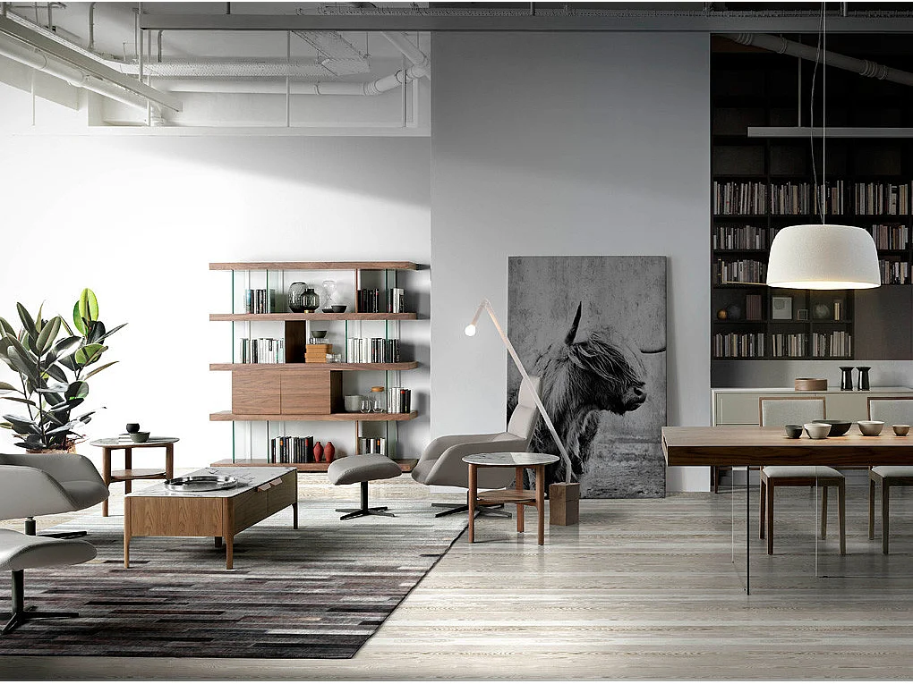 Couchtisch aus Nussbaum und Glas2046 ANGEL CERDA