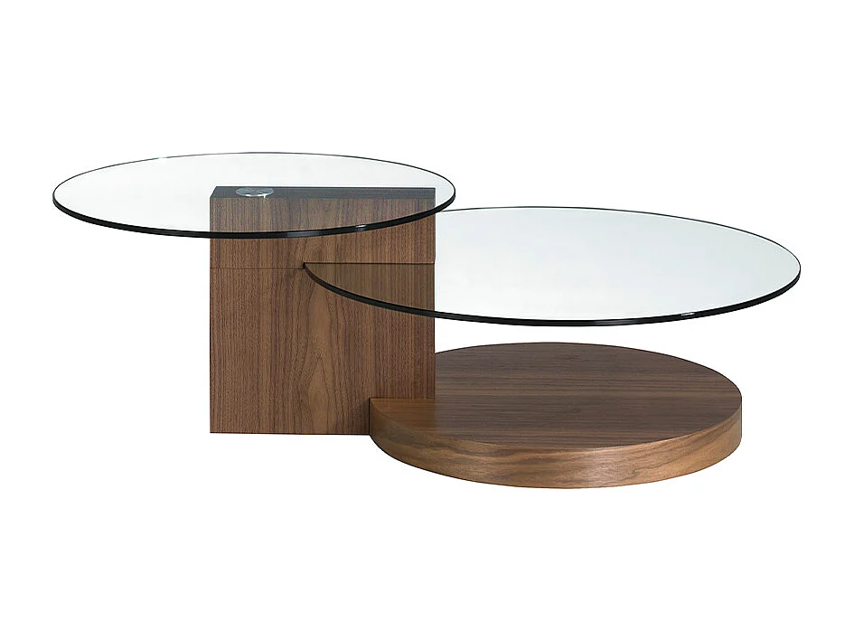 Mesa centro tapas redondas cristal nogal  2019 ANGEL CERDA