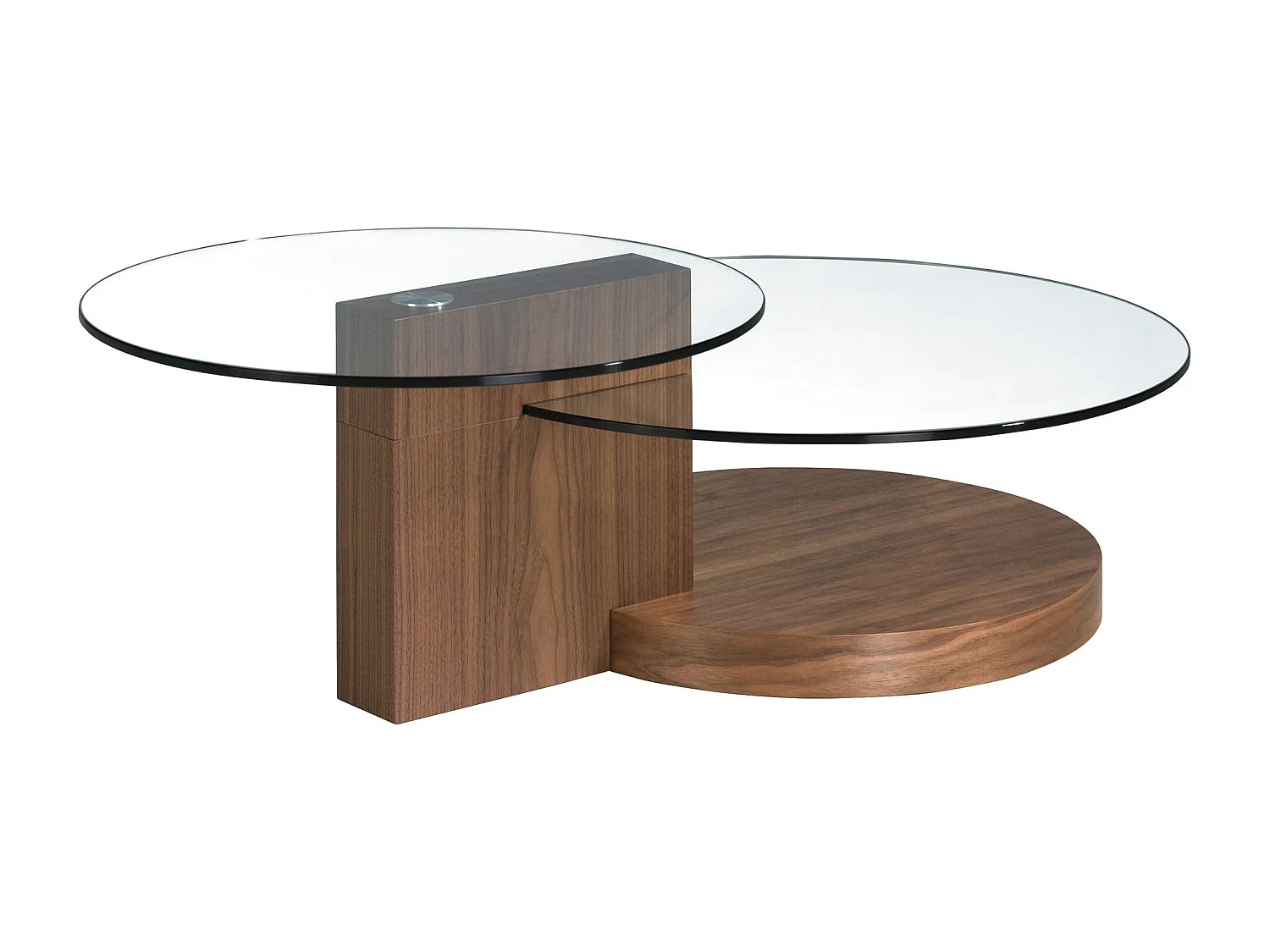 Mesa centro redonda cristal templado y nogal 2019 ANGEL CERDA