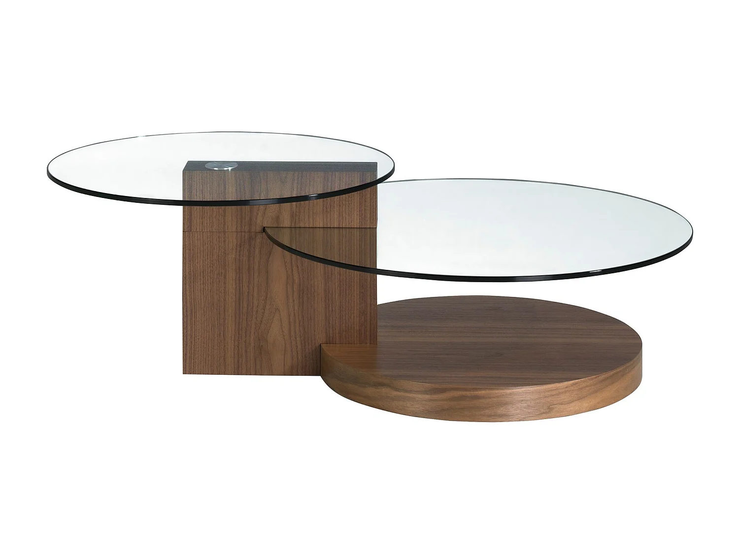 Mesa centro redonda cristal templado y nogal 2019 ANGEL CERDA