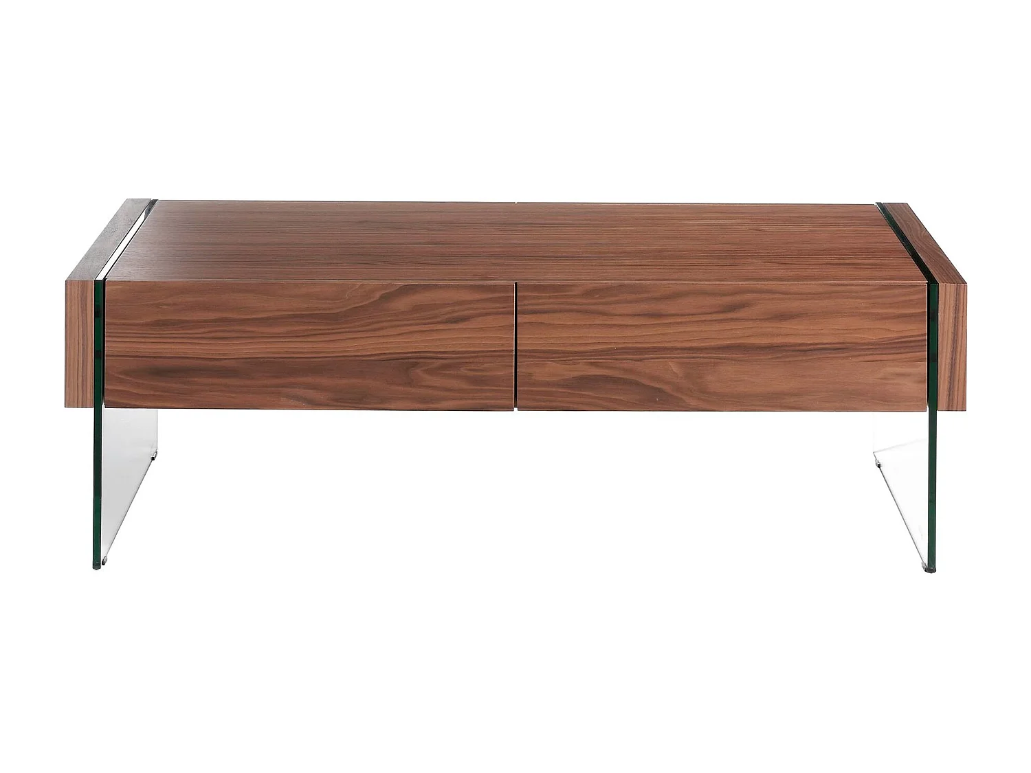 Rechthoekige salontafel walnoot en gehard glas 2050 ANGEL CERDA